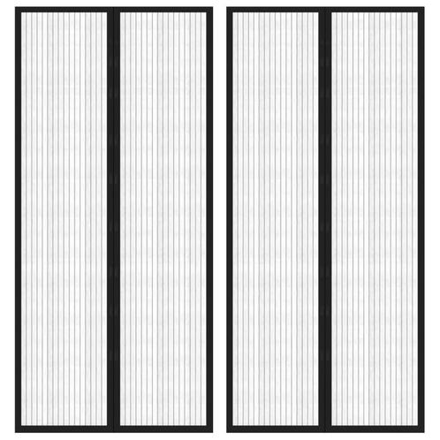 vidaXL Insectendeurgordijnen 2 st magnetisch 210x90 cm zwart, Huis en Inrichting, Stoffering | Gordijnen en Lamellen, Zwart, Nieuw