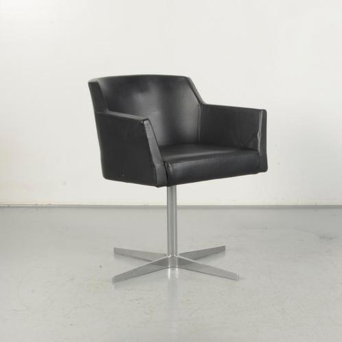 Fauteuil Mobitec - Zwart leder - Draaibaar, Huis en Inrichting, Stoelen, Ophalen of Verzenden