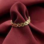 Gouden schakelring (gouden ring, geelgoud, Bismarck schakel), Sieraden, Tassen en Uiterlijk, Ringen, Gebruikt, Overige kleuren