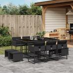 vidaXL 11-delige Tuinset met kussens poly rattan zwart, Meer dan 8 zitplaatsen, Nieuw, Tuinset, Verzenden