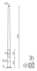 3,0 m hard geanodiseerde aluminium cameramast, Nieuw