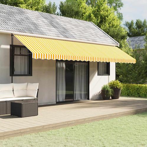 vidaXL Vervangingsdoek voor luifelrok gestreept 6 m geel en, Tuin en Terras, Zonneschermen, Nieuw, Verzenden