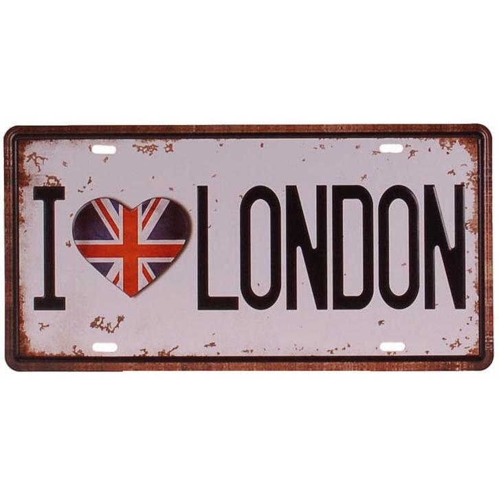 Amerikaans nummerbord - I love London NIEUW, Huis en Inrichting, Woonaccessoires | Tekstborden en Spreuken, Nieuw, Ophalen of Verzenden