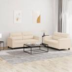 vidaXL 2-delige Loungeset met kussens microvezelstof beige, Verzenden, Nieuw, Vierpersoons of meer, Stof