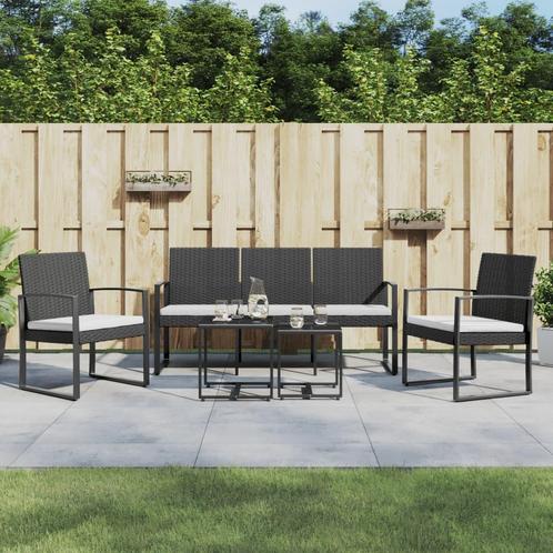 vidaXL 5-delige Tuinset met kussens polypropeen rattan zwart, Tuin en Terras, Tuinsets en Loungesets, Tuinset, Nieuw, 5 zitplaatsen