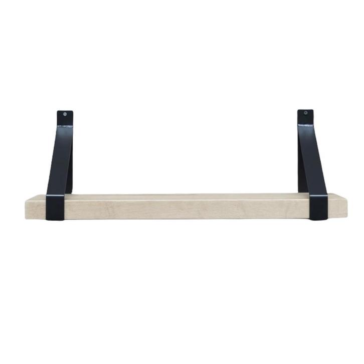 Houten wandplank - 4cm dik eiken - Stalen hoekbeugels, Huis en Inrichting, Woonaccessoires | Wandplanken en Boekenplanken, Nieuw