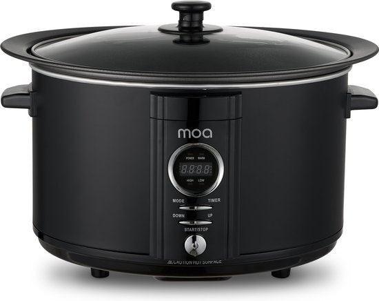 2dekans | MOA Slowcooker Digitaal - 6,5 liter - Zwart - BPA, Diversen, Levensmiddelen, Ophalen of Verzenden