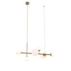 Hotel Chique hanglamp goud met opaal wit glas 6-lichts -, Nieuw, Metaal, Hotel chique, 75 cm of meer