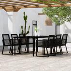vidaXL 7-delige Tuinset zwart, Tuin en Terras, Verzenden, 6 zitplaatsen, Nieuw, Rvs