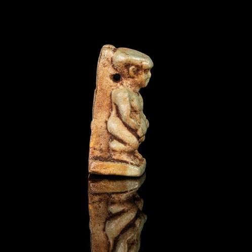 Oud-Egyptisch Faience Amulet van Pataikos (Zonder, Antiek en Kunst, Antiek | Overige Antiek
