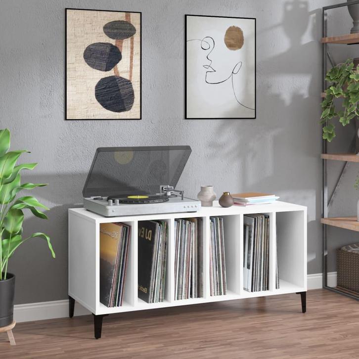 vidaXL Platenkast 100x38x48 cm bewerkt hout wit, Huis en Inrichting, Kasten | Overige, Nieuw, Verzenden