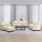 vidaXL 4-delige Loungeset met kussens kunstleer crème, Verzenden, Nieuw, Leer, 200 tot 250 cm