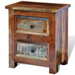 vidaXL Nachtkastje met 2 lades massief gerecycled hout, Huis en Inrichting, Verzenden, Nieuw, Hout, Minder dan 45 cm