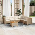 vidaXL 7-delige Loungeset met kussens poly rattan beige, Tuin en Terras, Tuinsets en Loungesets, Verzenden, Nieuw, Rotan, Loungeset