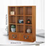 Houten Boekenkast 9 Vakken met 2 Lades – Vintage Organizer, Verzenden, Nieuw