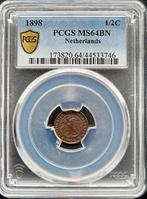Koningin Wilhelmina 1/2 cent 1898 MS64 BN PCGS (pop 2/3), Postzegels en Munten, Verzenden, Koningin Wilhelmina, Losse munt, Zilver