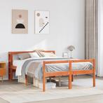 vidaXL Bedframe met hoofdbord massief grenenhout wasbruin, Huis en Inrichting, Bruin, Verzenden, 190 cm of minder, Overige maten