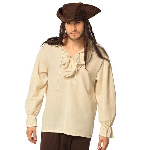 Piraat Blouse Heren Beige, Kleding | Heren, Carnavalskleding en Feestkleding, Nieuw, Verzenden