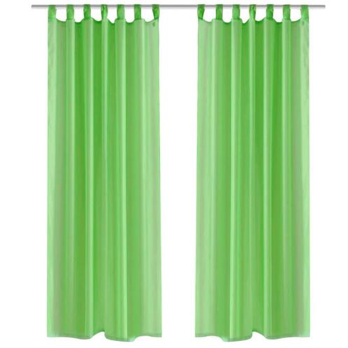 vidaXL Gordijn Appelgroen 140x225 cm (2 stuks), Huis en Inrichting, Stoffering | Gordijnen en Lamellen, Groen, Nieuw, Verzenden