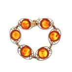 8 Krt. Vintage armband met barnsteen | 18 cm (dames armband), Sieraden, Tassen en Uiterlijk, Antieke sieraden, Ophalen of Verzenden