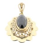 Vintage gouden hanger met granaat (Hanger of bedel), Sieraden, Tassen en Uiterlijk, Bedels, Ophalen of Verzenden, Gebruikt, Goud