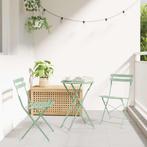 vidaXL Vouw Bistro Set 3 pcs Licht munt Staal, Verzenden, Nieuw, Rvs
