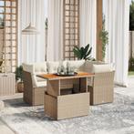 vidaXL 5-delige Loungeset met kussens poly rattan beige, Verzenden, Nieuw, Rotan, Loungeset