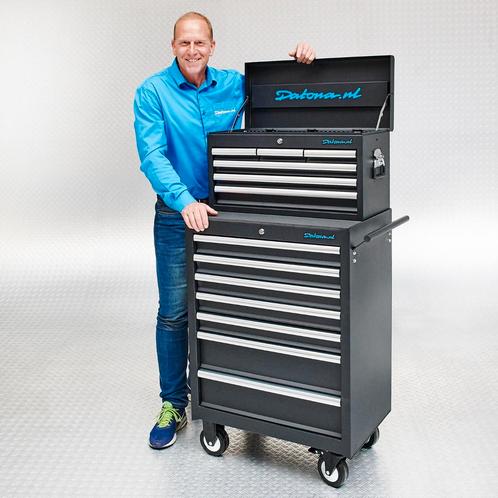 Datona Gereedschapswagen set 13 laden - zwart - Datona, Doe-het-zelf en Verbouw, Gereedschapskisten, Nieuw, Ophalen of Verzenden