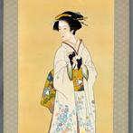 Beautiful Woman in Kimono with Original Box (Tomobako) -, Antiek en Kunst