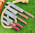 Gold Deer - 5 Piece professional knives set - Hammered Steel, Antiek en Kunst