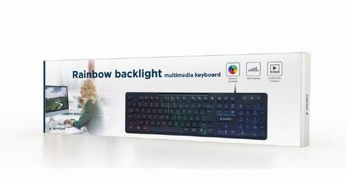 Gembird Rainbow Backlight Toetsenbord KB-UML-02-Standaard, Computers en Software, Toetsenborden, Nieuw, Ophalen of Verzenden