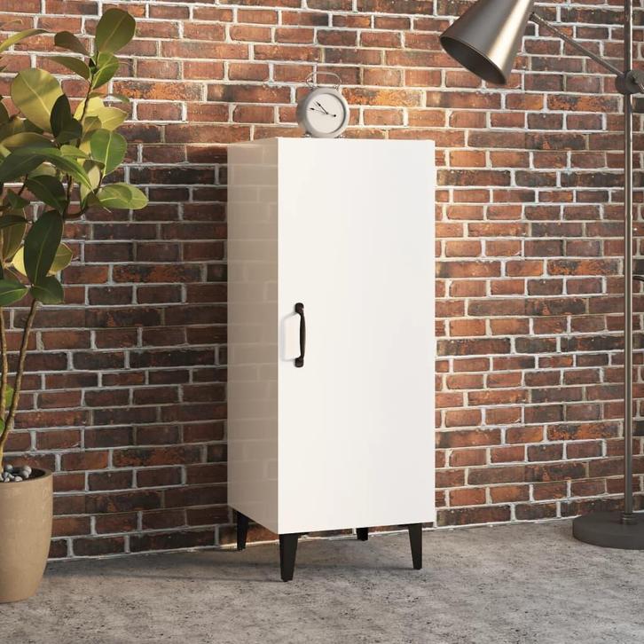 vidaXL Dressoir 34,5x34x90 cm bewerkt hout hoogglans wit, Huis en Inrichting, Kasten | Dressoirs, 25 tot 50 cm, Nieuw, Minder dan 50 cm