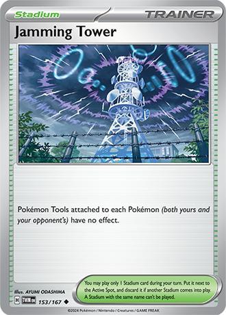 Jamming tower 153/167 reverse holo Twilight Masquerade, Hobby en Vrije tijd, Verzamelkaartspellen | Pokémon, Losse kaart, Nieuw