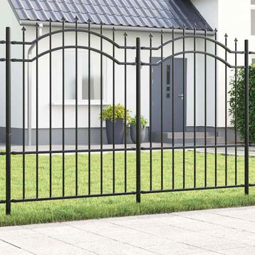 vidaXL Tuin Hek Grijs 190 cm Poedergecoat staal beschikbaar voor biedingen