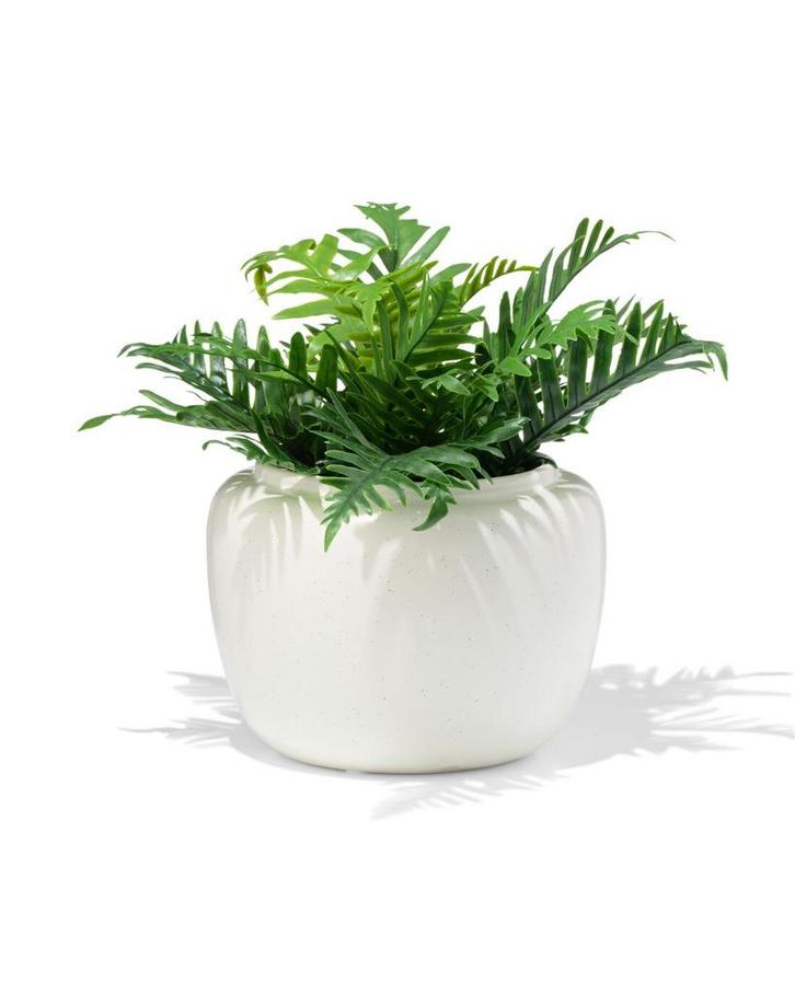 HEMA Bloempot 12.2x13.5cm keramiek spikkel crème, Huis en Inrichting, Kamerplanten, Verzenden