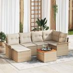 vidaXL Tuin Sofa Set 7 pcs Beige Poly riet, Tuin en Terras, Verzenden, Nieuw, Rotan