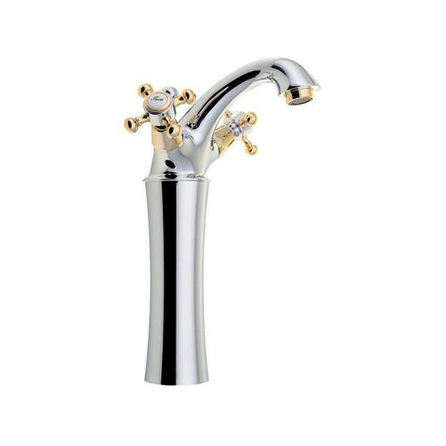 Wastafelmengkraan Sapho Antea 2-knop Gebogen Hoog 24.5 cm, Doe-het-zelf en Verbouw, Sanitair, Kraan, Nieuw, Chroom, Ophalen of Verzenden