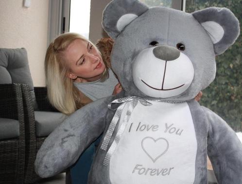 Grote knuffelbeer - I love you - Zacht - Grijs, Kinderen en Baby's, Speelgoed | Knuffels en Pluche, Nieuw, Ophalen of Verzenden