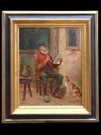 E. Perretton (XIX-XX) - British School - Reading the, Antiek en Kunst, Kunst | Schilderijen | Klassiek