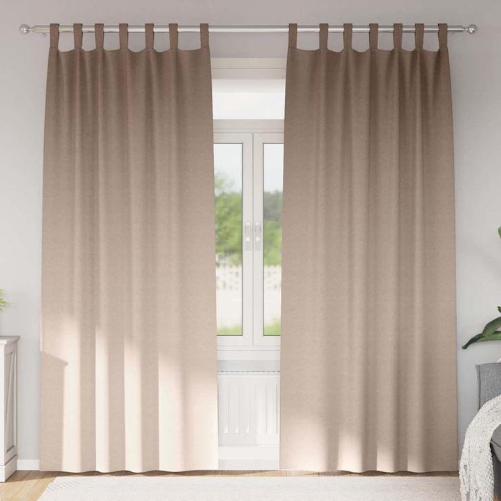 vidaXL Zwart-out Gordijnen met Ringen 2 pcs Taupe 260 x 140, Huis en Inrichting, Stoffering | Gordijnen en Lamellen, Nieuw, Verzenden