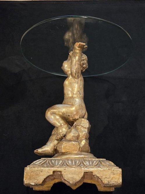 Middentafel - Hout, Kristal - Cherubijn Putto Sculptuur, Antiek en Kunst, Curiosa en Brocante