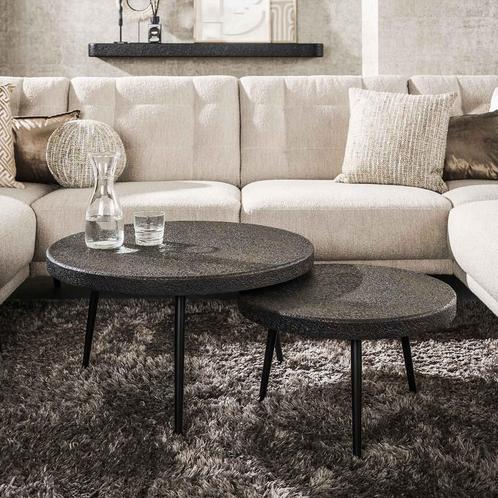 *WOONWINKEL* Salontafel Set Van 2 Liquid Metal, Huis en Inrichting, Tafels | Salontafels, Nieuw, Verzenden