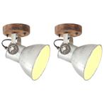 Wand-/plafondlampen industrieel 2 st E27 20x25 cm zilverk...