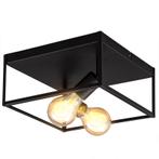 Industriële plafondlamp zwart | Incl. dimbare E27 lampen, Ophalen of Verzenden, Nieuw, Metaal, Industrieel