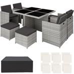 Wicker zitgroep Manhattan 4+4+1 met aluminium frame en besch, Tuin en Terras, Verzenden, Nieuw