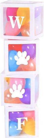 Vier letter ballon blokken wit met opdruk WOOF + ballonnen, Dieren en Toebehoren, Verzenden, Nieuw