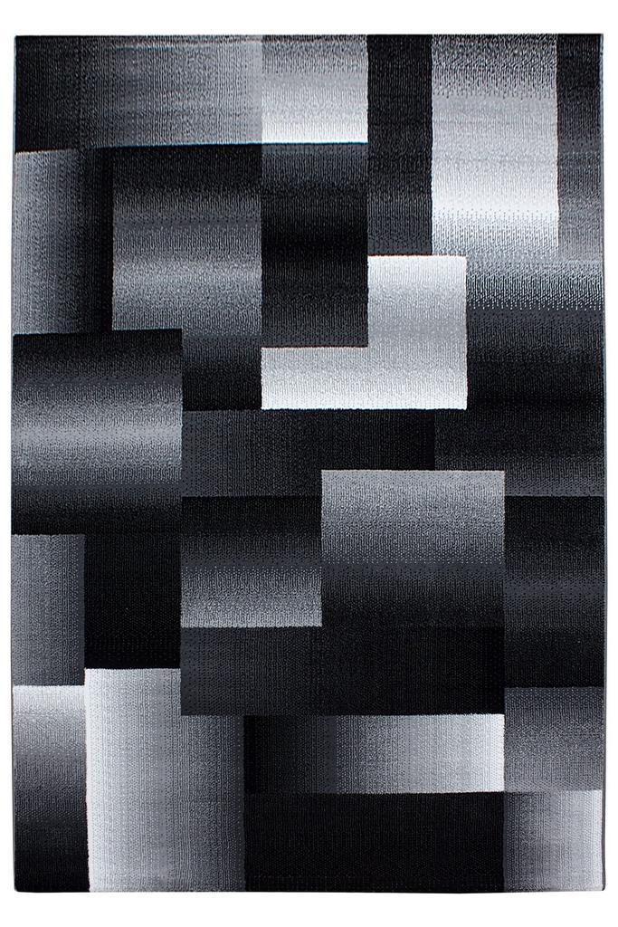 Modern Vloerkleed | Miami | Blokken | Zwart | 140x200 cm, Huis en Inrichting, Stoffering | Tapijten en Kleden, Verzenden