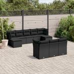 vidaXL 10-delige Loungeset met kussens poly rattan zwart, Verzenden, Nieuw, Rotan, Loungeset