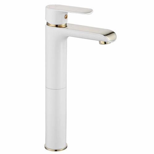REA Hoog model wastafelkraan - glans wit/goud - luxe desi..., Doe-het-zelf en Verbouw, Sanitair, Nieuw, Ophalen of Verzenden