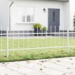 vidaXL Tuinhek met spitse punten 10,2x0,6 m staal wit, Verzenden, Nieuw, IJzer